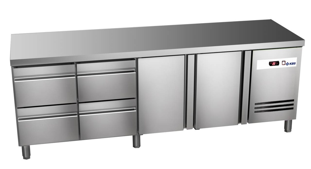 KBS Kühltisch Ready KT4104 mit Arbeitsplatte 2 Türen 4 halbe Schublade