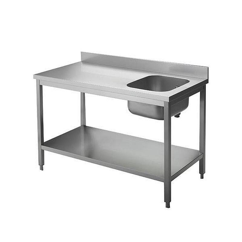 KBS Chef-Tisch mit Aufkantung B 140cm - Becken rechts