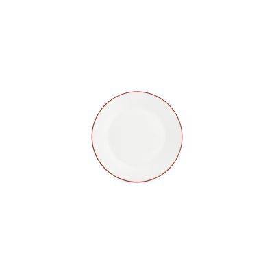 Teller burgunderfarbener Rand Basic White aus Porzellan, 20 cm