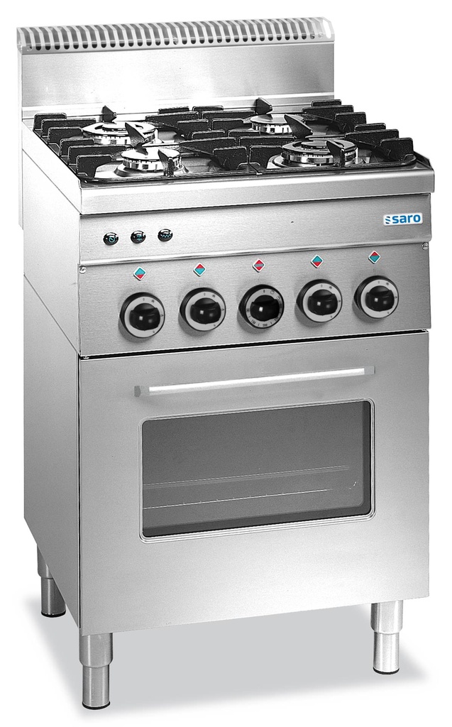 SARO Gasherd+Ofen+Grill, 4 Brenner, 600 Line, G4SF6
