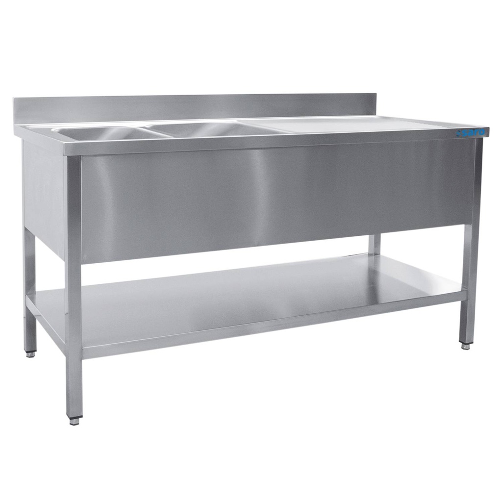 SARO Spültisch 2 Becken, links - B 1400 x T 600 mm