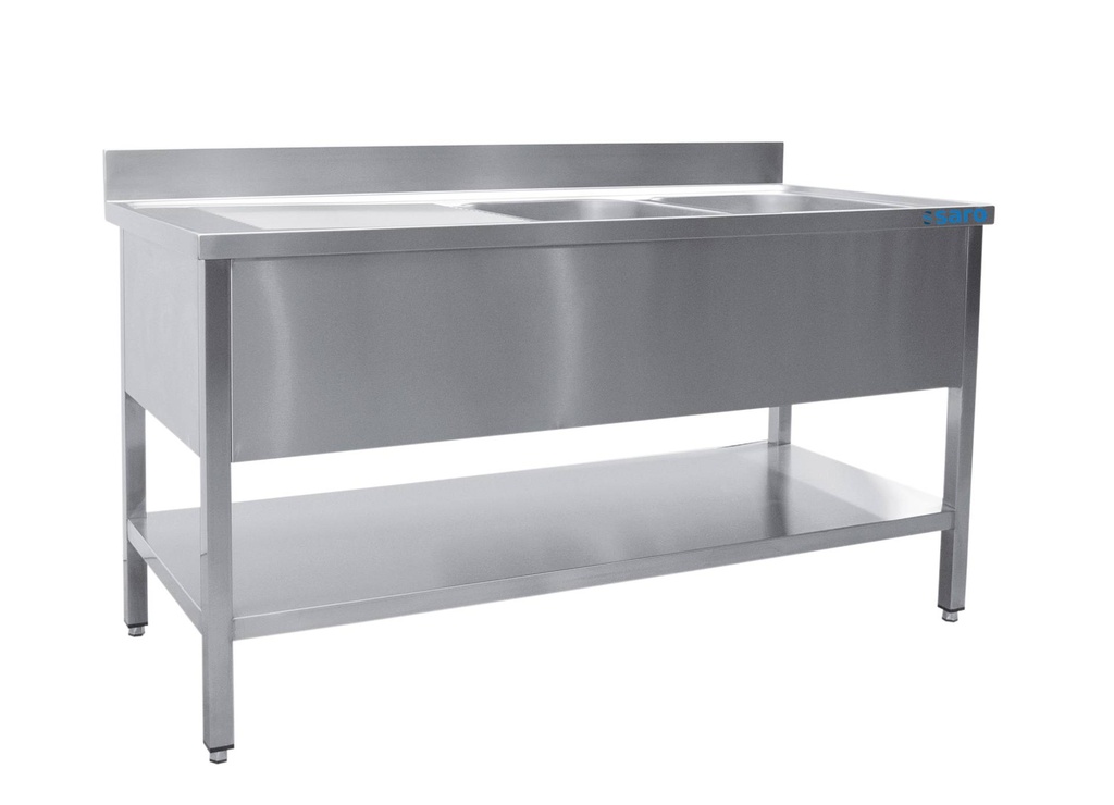 SARO Spültisch 2 Becken, rechts - B 1400 x T 600 mm