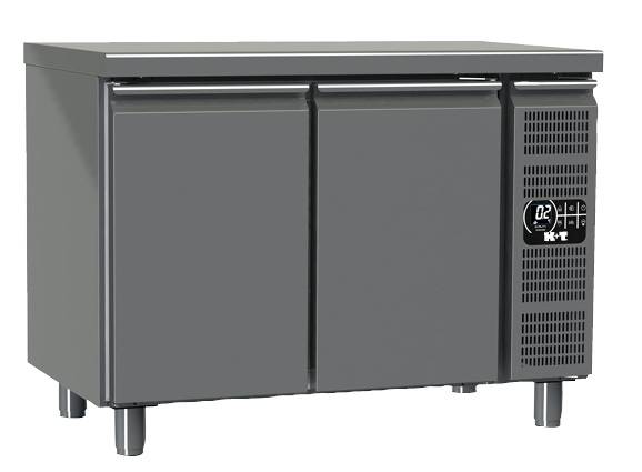 K+T Kühltisch GN 1/1, Korpushöhe 700 mm, abgekantete Arbeitsplatte, 2 Abteile, Zentralkühlung