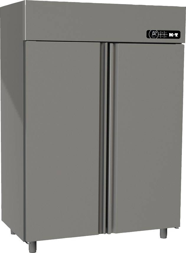K+T Doppeltürenumluftkühlschrank GN 2/1, mit zwei CNS-Türen, steckerfertig