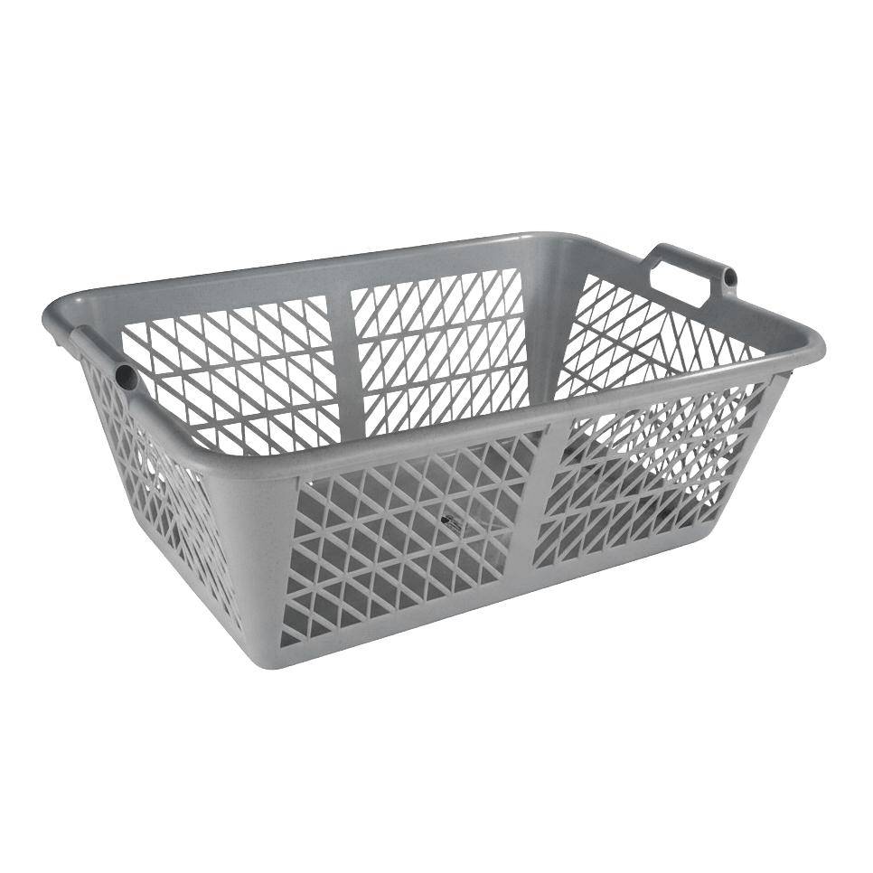 Wäschekorb 75 eckig mit Rohrgriffen, 75 cm x 50 cm x 26,5 cm | rauchgrau