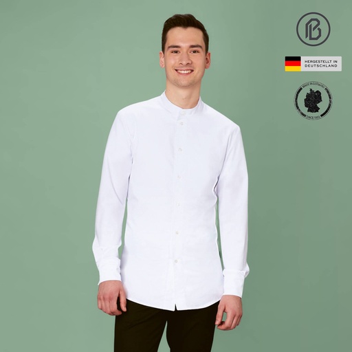 Satin-Yannik, weisse Herren-Kochjacke