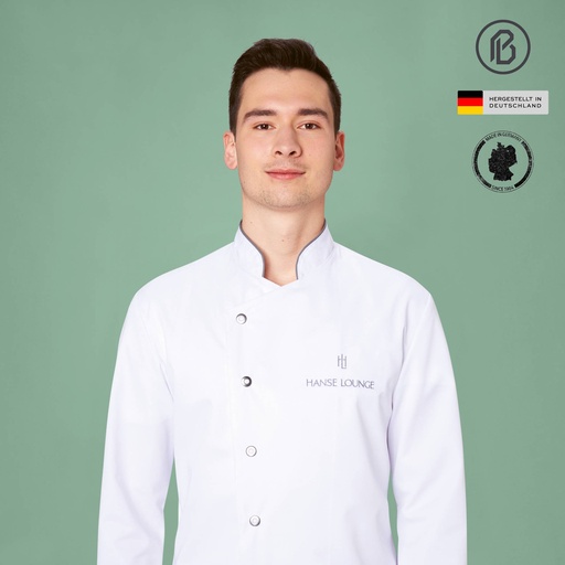 Herren-Kochjacke Blanco-Anton, weiß/weiß-Satinstreifen