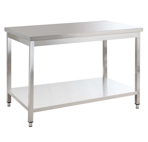 Edelstahl Arbeitstisch Basic 14x6 mit Grundboden, zur Selbstmontage