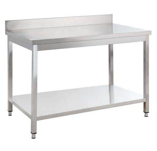 Edelstahl Arbeitstisch Basic 14x6 mit Grundboden und Aufkantung, zur Selbstmontage