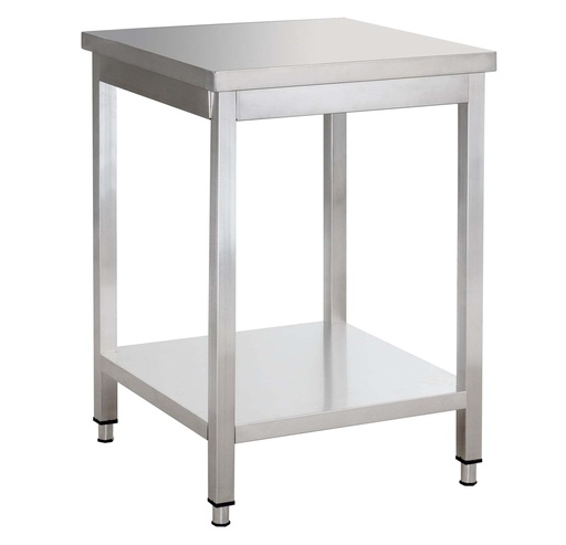 Edelstahl Arbeitstisch Basic 8x6 mit Grundboden, zur Selbstmontage