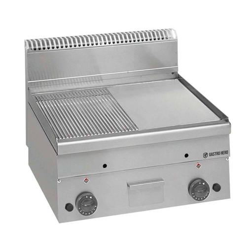 Gas-Grillplatte Serie 600 - 60/60 - 1/2 glatt, 1/2 gerillt - Tischgerät - 10,2 kW