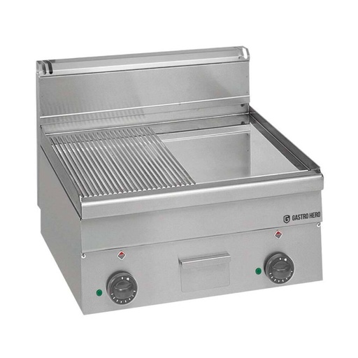 Elektro-Grillplatte Serie 600 - 60/60 - 1/2 glatt, 1/2 gerillt, verchromt - Tischgerät - 7,5 kW