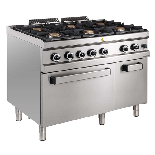 Gasherd Serie 700 - 110/70 mit Elektrobackofen - 6 Kochstellen - 42 kW