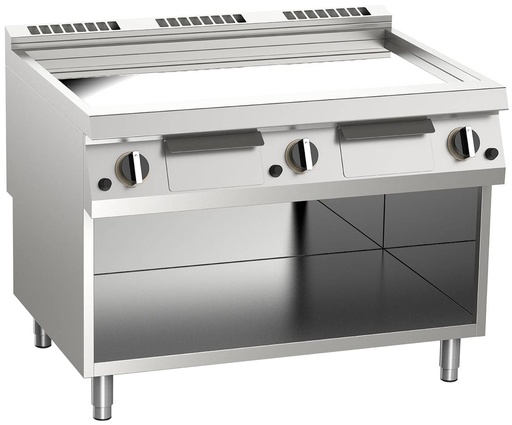 KBS Gas-Grillplatte glatt verchromt 21kW mit 3 Heizzonen offener Unterbau
