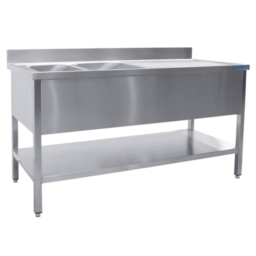 SARO Spültisch 2 Becken, links - B 1400 x T 600 mm