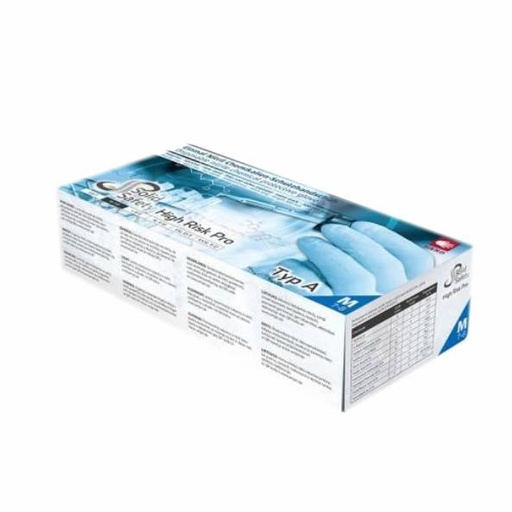 Einweghandschuhe Nitril puderfrei, blau, 30 cm lang, "SOLID SAFETY HIGH RISK PRO" 50 Stück/Box | Größe L