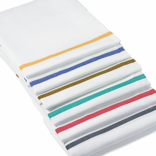 Wäschesack, selbstöffnend BWQ mit Knebel, Gewebe 100% Polyester | weiß mit Farbstreifen gelb