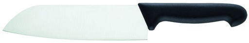 Santoku aus Edelstahl, Länge 180 mm, Griff schwarz