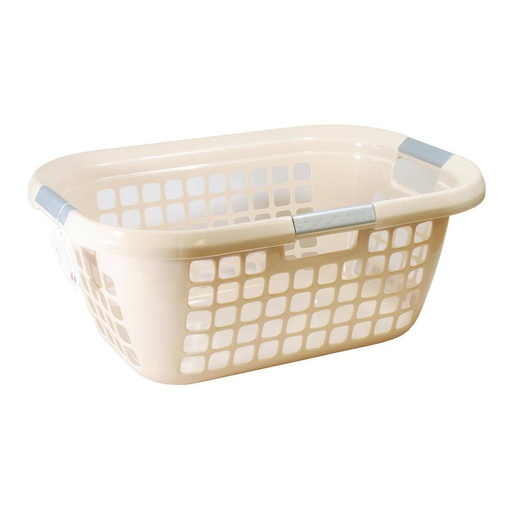Wäschekorb eckig klein mit Griffen, 55 cm x 39 cm x 24 cm, Kunststoff | creme