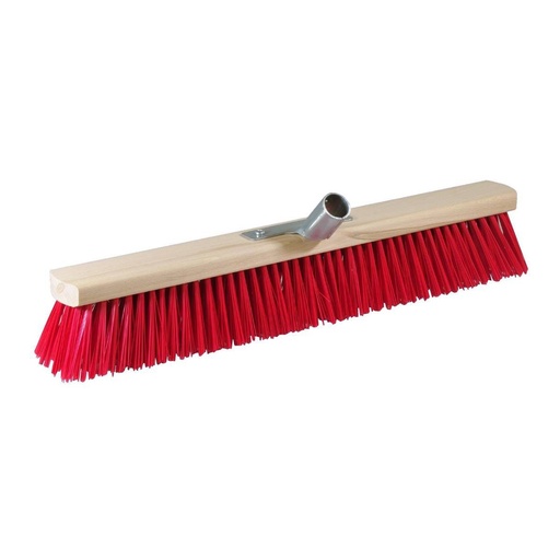 Straßenbesen 50 cm mit Metall-Stielhalter | rote PVC-Borsten