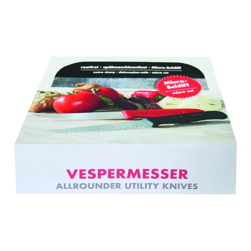 Vespermesser mit Kunststoffgriff, 220 mm, schwarz und rot, 20 Stück