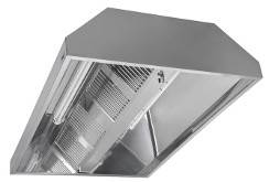 Deckenhaube Trapezform ohne Motor | Edelstahl | Filter Typ B | Filter: 6 | 1800 x 1800 x 450 mm