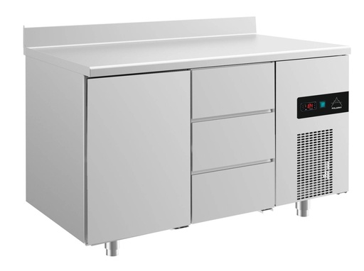 Kühltisch -2 bis +8°C 1400x700x850mm mit 1x Tür und 1x drei Schubladen u. Aufkantung