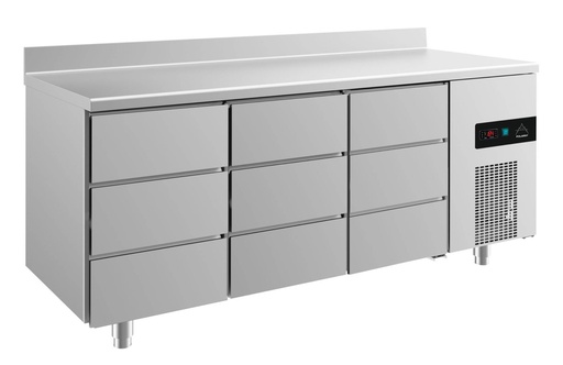 Kühltisch -2 bis +8°C 1865x700x850mm mit 3x drei Schubladen u. Aufkantung