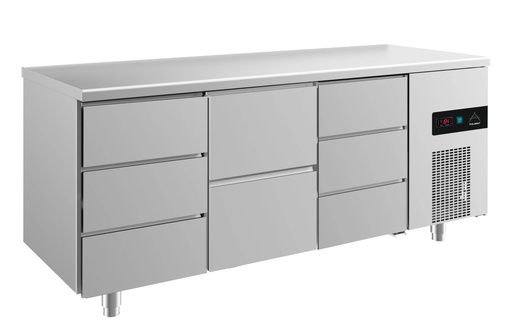 Kühltisch -2 bis +8°C 1865x700x850mm mit 1x zwei Schubladen und 2x drei Schubladen