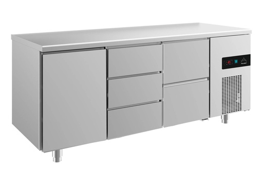 Kühltisch -2 bis +8°C 1865x700x850mm mit 1x Tür, 1x zwei Schubladen und 1x drei Schubladen