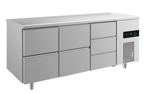Kühltisch -2 bis +8°C 1865x700x850mm mit 2x zwei Schubladen und 1x drei Schubladen