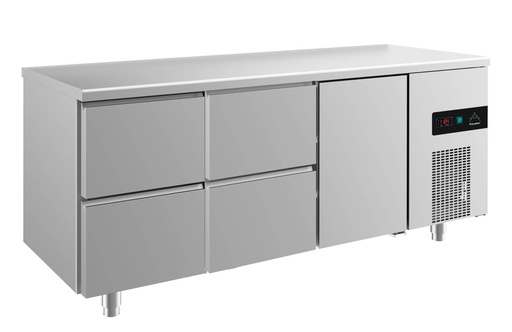Kühltisch -2 bis +8°C 1865x700x850mm mit 1x Tür und 2x zwei Schubladen