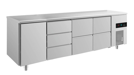 Kühltisch -2 bis +8°C 2330x700x850mm mit 1x Tür, 2x zwei Schubladen und 1x 3 Schubladen