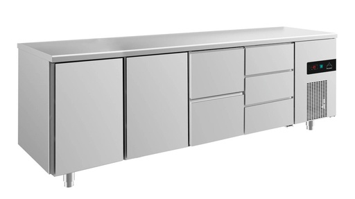 Kühltisch -2 bis +8°C 2330x700x850mm mit 2x Türen, 1x zwei Schubladen und 1x 3 Schubladen