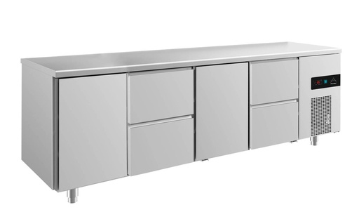 Kühltisch -2 bis +8°C 2330x700x850mm mit 2x Türen und 2x zwei Schubladen