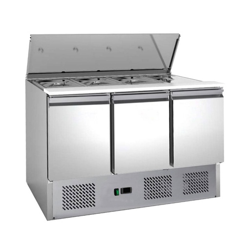 Saladette mit eingebauter Kühlung | 3 Türen | Volumen: 333 Liter | 1365 x 700 x 875 mm