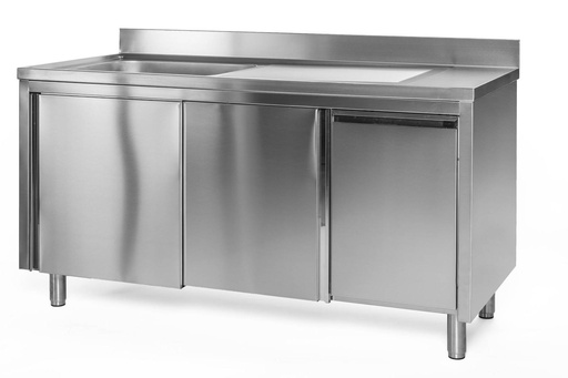 Spülschrank mit Abfallbehälter, 1 Becken rechts, Bautiefe 600 mm | 120x600x850 mm
