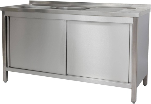 Spülschrank 1600 x 700 x 850 mm 2 Becken links mit Grundboden      700 mm Tiefe