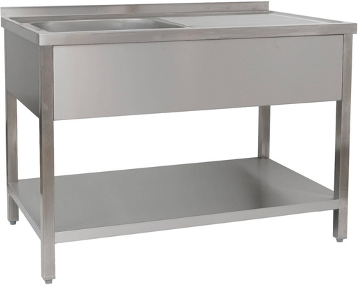 Spültisch 1200 x 600 x 850 mm 1 Becken links, mit Grundboden  600 mm Tiefe