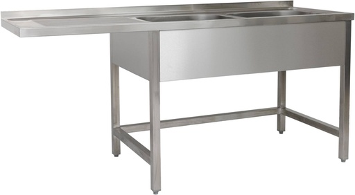 Spülzentrum 1600 x 700 x 850 mm 2 Becken rechts, mit Grundboden      700 mm Tiefe