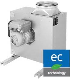 Küchen Abluftbox / Ventilator 230 V | doppelschalige Paneele aus verzinktem Stahlblech | variable Gestaltung der Ausblasrichtung | mit Fettauffangwanne | EC-Motor außen | 700 x 365 x 624 mm | 355 mm Durchmesser
