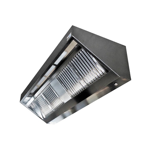 Wandhhaube ohne Motor mit Abdeckung Beleuchtung  | Edelstahl | Filter 4 | 2400 x 1100 x 450 mm