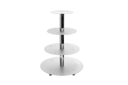 Etagen-Tortenständer aus Aluminium, 4-teilig, silber