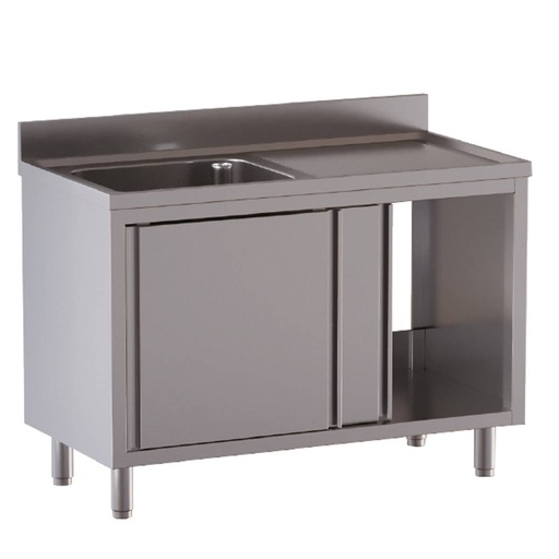 TOPLINE Spülschrank / 1 Becken links mit Schiebetüren, 1200 x 600 mm