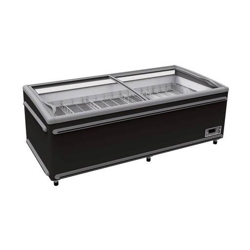 TOPLINE Kühl- und Tiefkühltruhe 850 mit Glasschiebedeckel, Schwarz, LED, 1456 x 858 mm