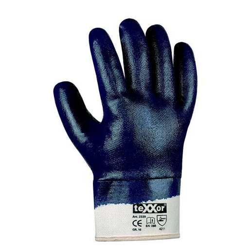 Arbeitsschutzhandschuhe Nitril vollbeschichtet, mit Stulpe, blau | Größe 11