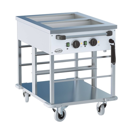 Bain-Marie Wagen 2/1 aus Edelstahl, 650 x 850 x 840 mm