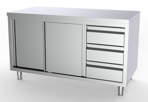 700 Arbeitstisch rechts aus Edelstahl, 1600 x 700 x 850 mm