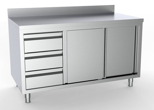 700 Arbeitstisch links mit Aufkantung aus Edelstahl, 2000 x 700 x 850 mm