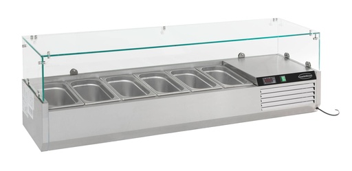 Aufsatzvitrine GN 1/ 1/4 aus Edelstahl, 1400 x 335 x 435 mm